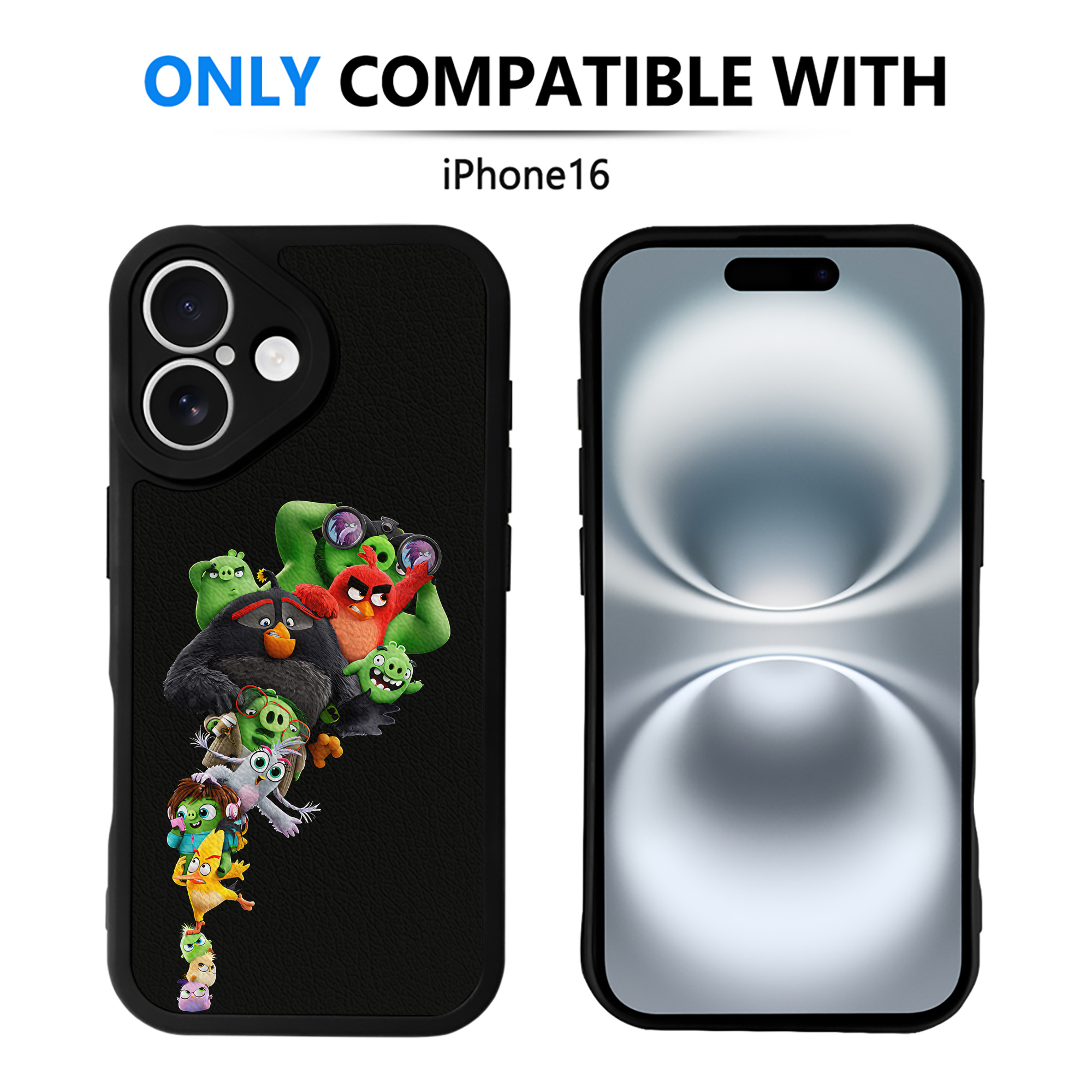 （画像用） Angry Birds アングリーバード 【iPhone 16シリーズ対応】シリコンスマホケース（レザー調） 材質：シリコン